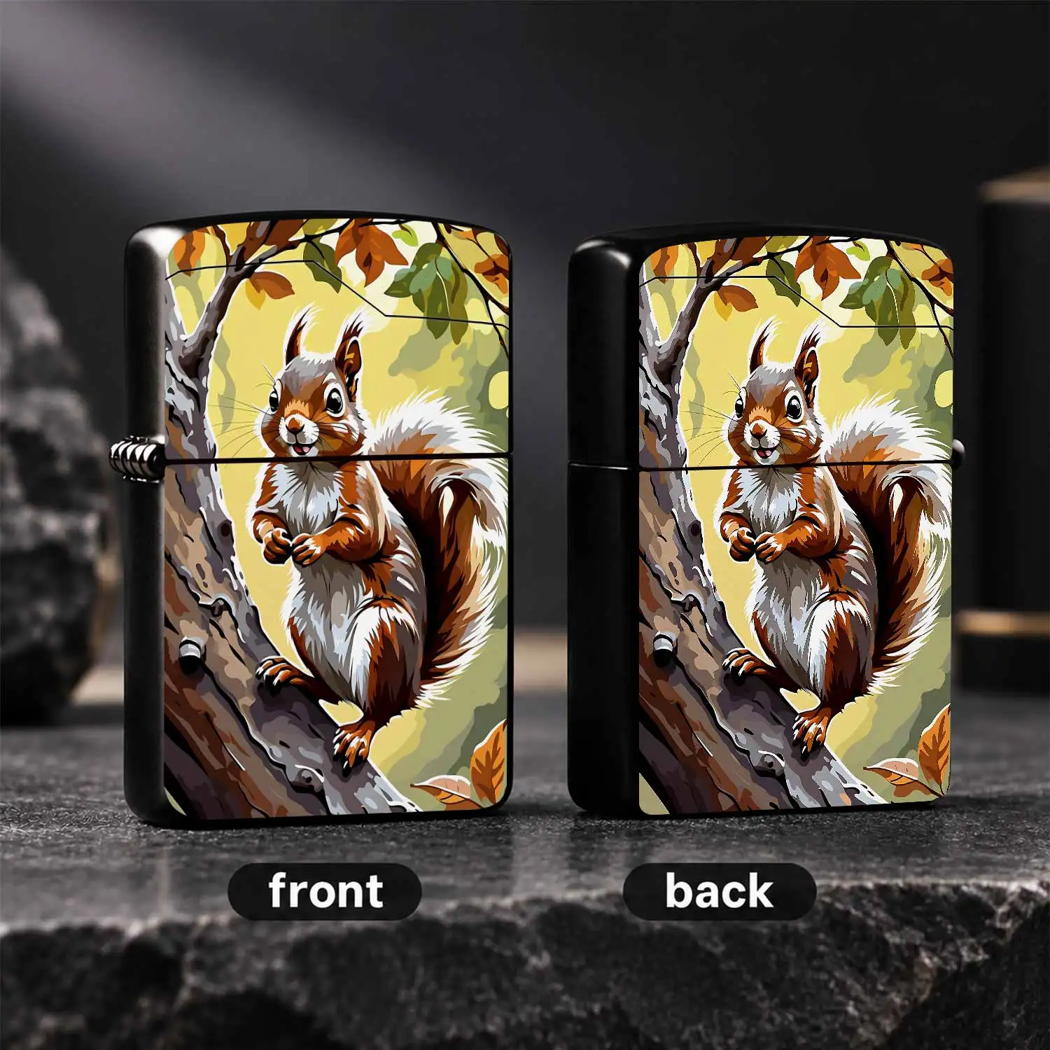 Cute Autumn Squirrel Pattern Portable Lighter, Stylish Hand-Painted Fall Design, Ideal For Outdoor Camping Daily Use Gifting, Delicate Lightweight Accessory For Various Occasions, Perfect Creative Present For Families F A Humorous And Inter