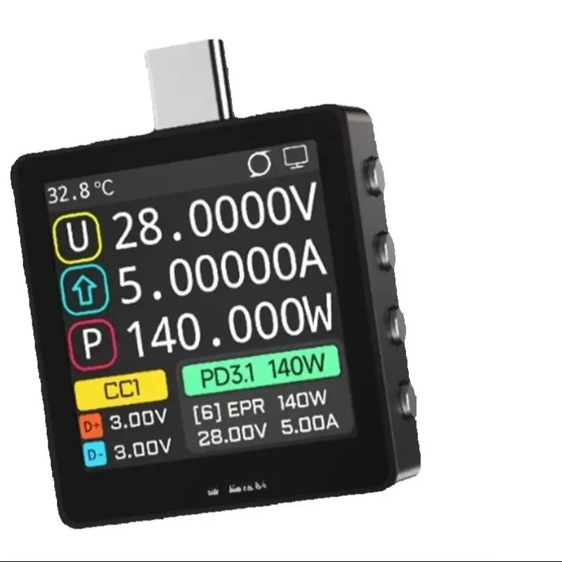 PD3.1 Fast Charging Protocol Detection Tester, Color Screen Voltage Current Meter 28VEPR Deceiver, Universal Charging Tester