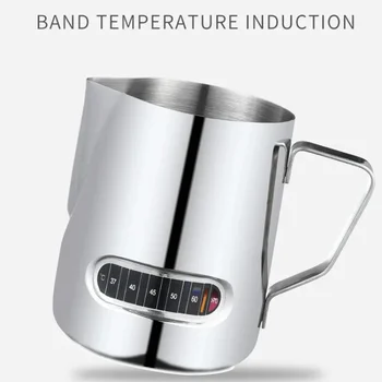 350mL Stainless Steel Milk Frothing Pitcher Temperature Display Milk Frother Pitcher Jug…
