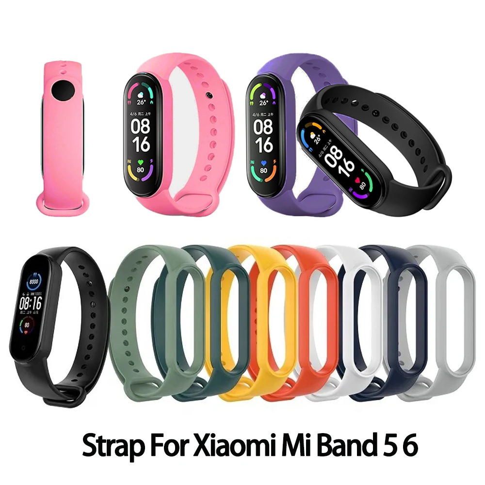 Strap For Xiaomi Mi Band 5 6 Wristband Bracelet Mi6 Replacement Strap Colorful Silicone Mi Band 6 5 Strap Smartwatch Accessories