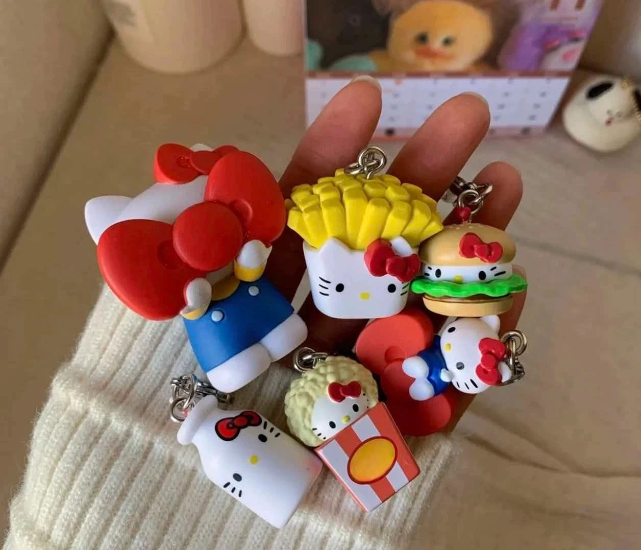 New Product In Stock Kt Cat Fries Popcorn Food Umbrella Label Hanging Decoration Blind Box Bag Hanging Decoration Surprise Gift