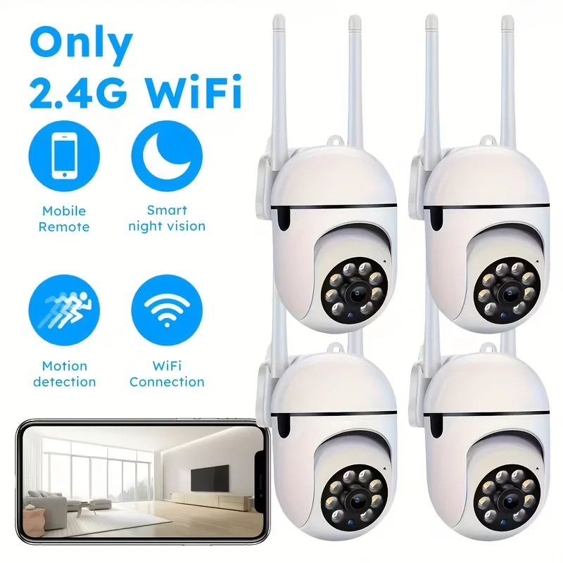 4PC 2MP Wireless PTZ Camera HD 1080P Color Night Vision Wifi IP Camera Outdoor 2MP Ai Auto Tracking CCTV Surveillance