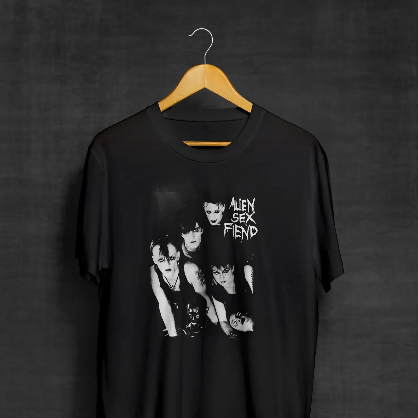 Alien Sex Fiend Black T Shirt Band Deathrock Goth Rock vintage Washed Soft Unisex designer clothes Top For Everyday Wear Casual