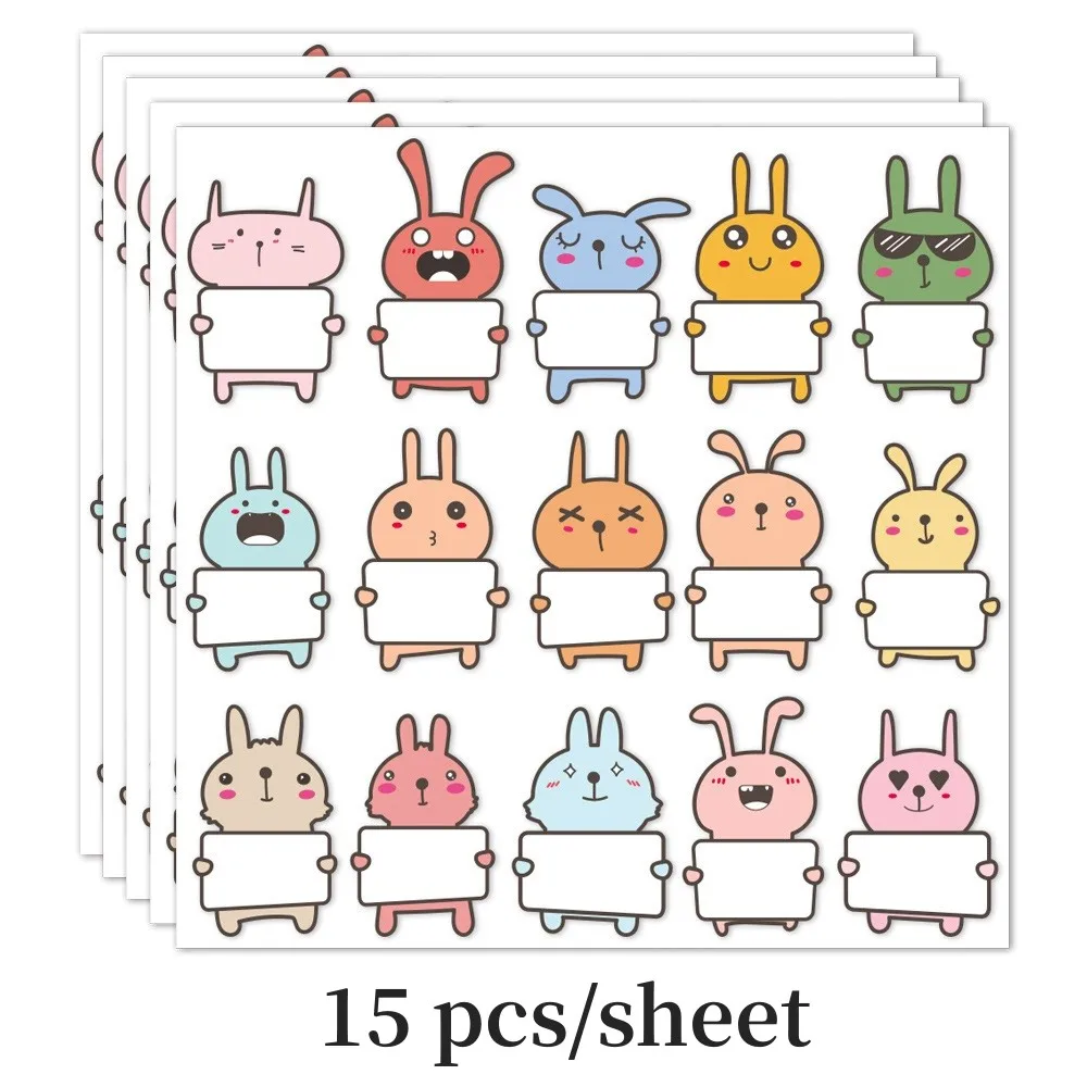 30 Stück/Blatt handgeschriebene Namensaufkleber, niedliches Cartoon-Tier für Kinder, Schüler, Buch, leerer Umschlag, Sammelalbum, Siegeletiketten, Aufkleber