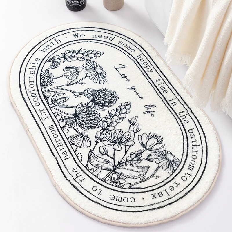 VIKAMA Elliptical Semi-Circular Plain Flower Angel Floor Mat Entrance Anti Slip And Absorbent Carpet Indoor Home Decoration