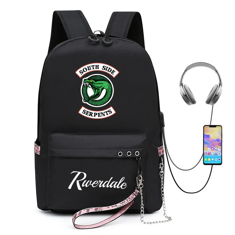 Harajuku Novelty Cool Riverdale USB Student School Bags Unisex Print Oxford Waterproof Notebook multifunction Travel Backpacks