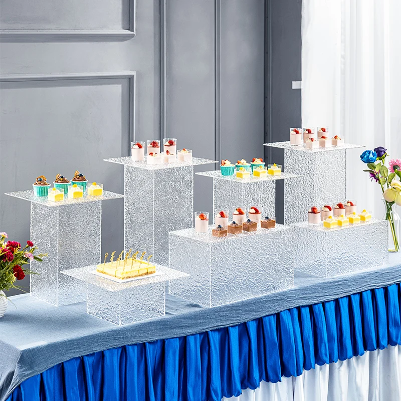 #Acrylic water ripple dessert table, stone pattern display seat,senior banquet arrangement, dim sum rack, cold meal and coffee b