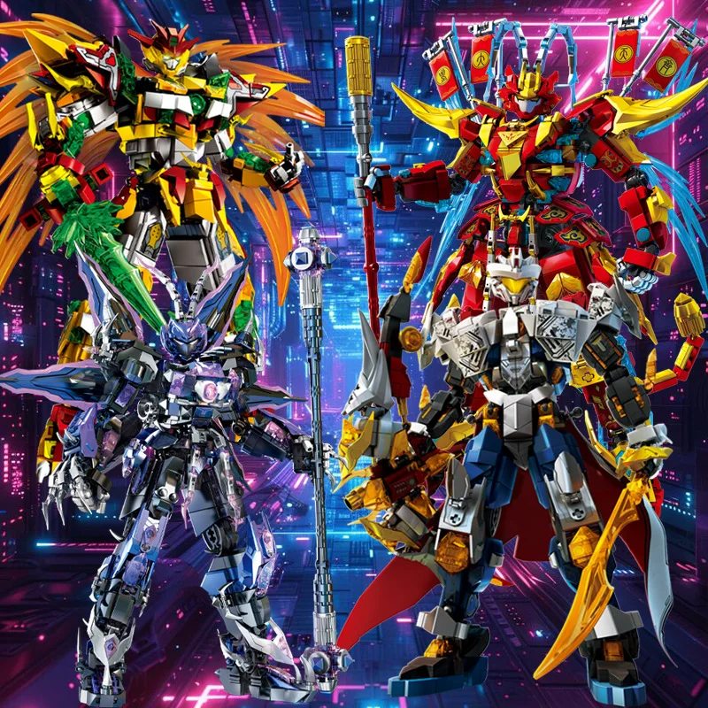 Macaco rei wandaong mecha bloco de construção brinquedos conjuntos hoyi robôs mech heros guerreiro modelo diy tijolos jogo brinquedos para crianças meninos presente