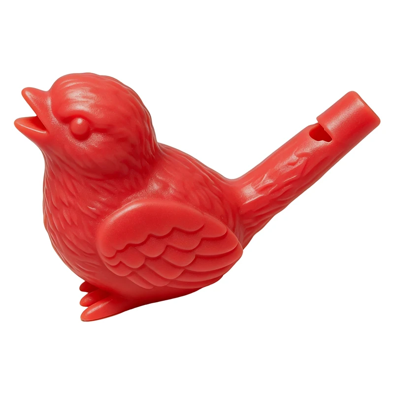 Red 3D Printed Waterbird Whistle – Add water & blow for realistic birdsong. Unique desk ornament blending sound & style.