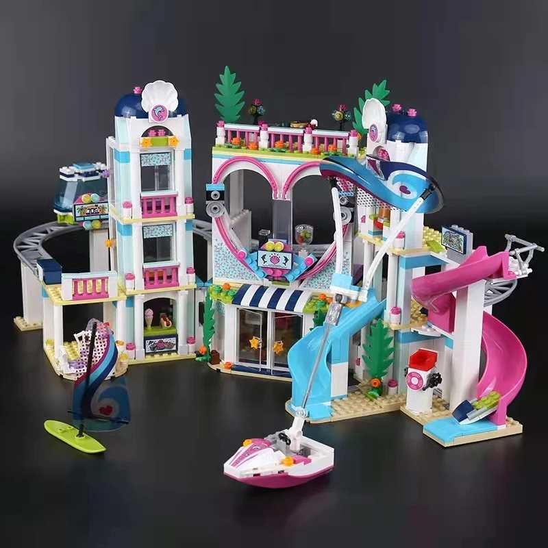 1029 قطعة منتجع فريندز هارت ليك فندق مونوريل سيارة الشاطئ المائية دولفين 11035 مجموعات مكعبات البناء عيد الميلاد وأعياد الميلاد #5