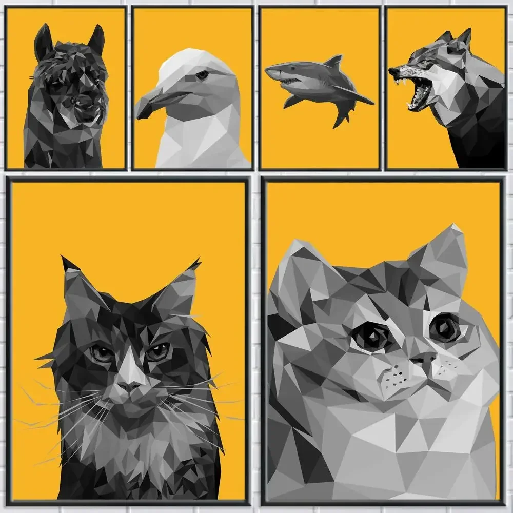 Animal in Geometric Style Emoticons Painting Calligraphy Canvas Poster Room Home Wall Decor Painting Art Spaces Anti-wrinkle