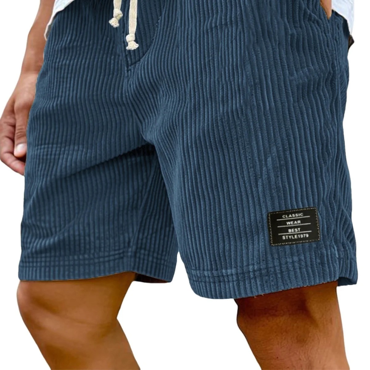 Summer New Men's Corduroy Retro Casual Shorts Breathable Five-point Pants Khaki