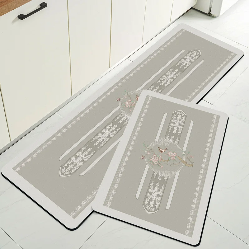 New Chinese Style Kitchen Floor Mats Absorbent and Oil-proof, Wash-free, Quick-drying, Non-slip Foot Mats, Ink-style Carpet