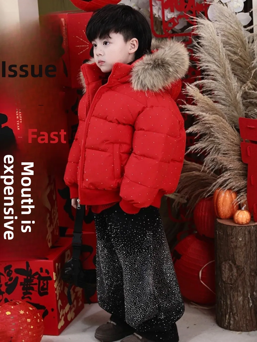 

Хлопковая куртка Thiened для мальчиков с большим меховым воротником и капюшоном Cisas, теплое длинное пальто на молнии для новогоднего праздника