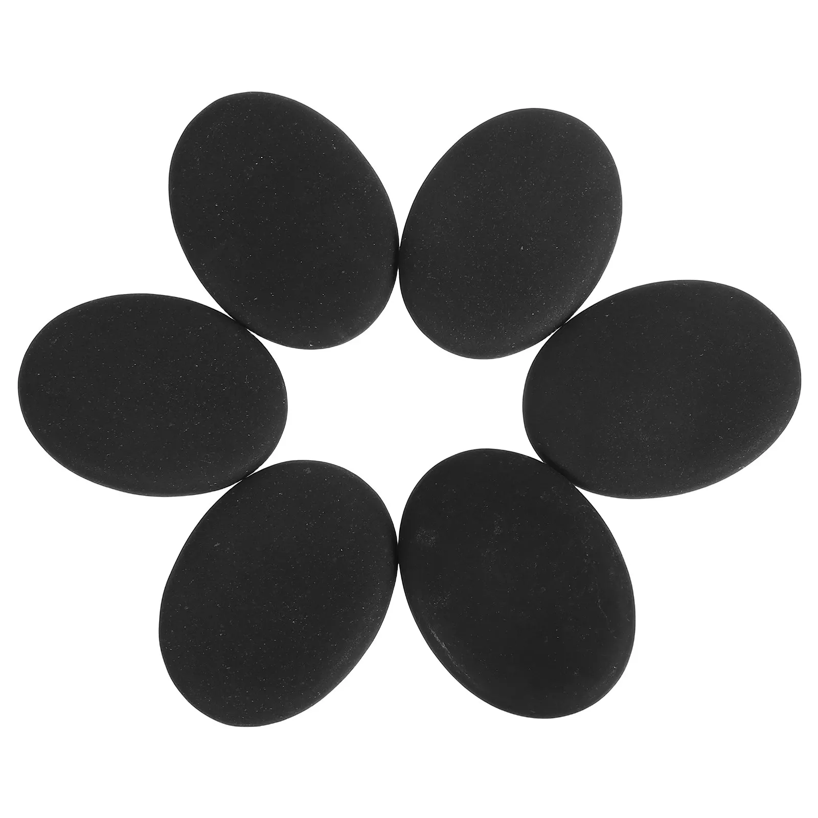 6Pcs Black Volcanic Hot Stones Massage Set Concave Contour Fit for Home Spa Therapy Muscle Soreness Relief Warming Stone Massage