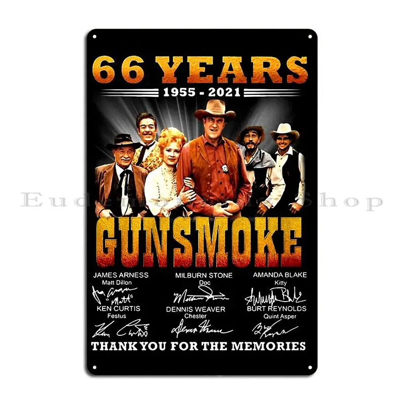 66 Years 1955 2021 Gunsmoke Metal Signs Design Rusty Bar Cinema Party Tin Sign Poster