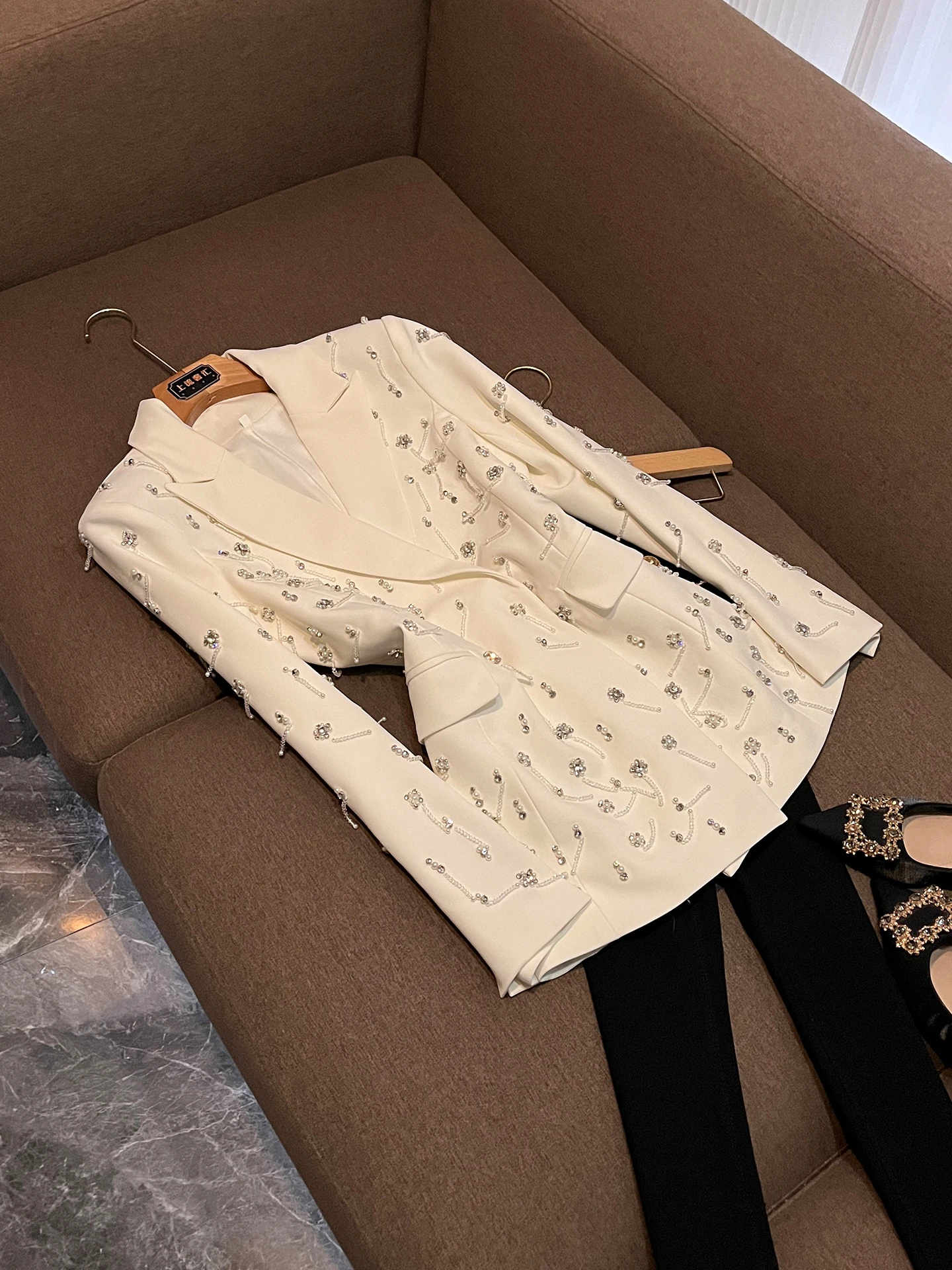 

Young Luxury Beaded Suit Women's Slim Fit Fashionable Outerwear Spring 2026 AP330 Casual Commute Business Daily Polyester Fiber