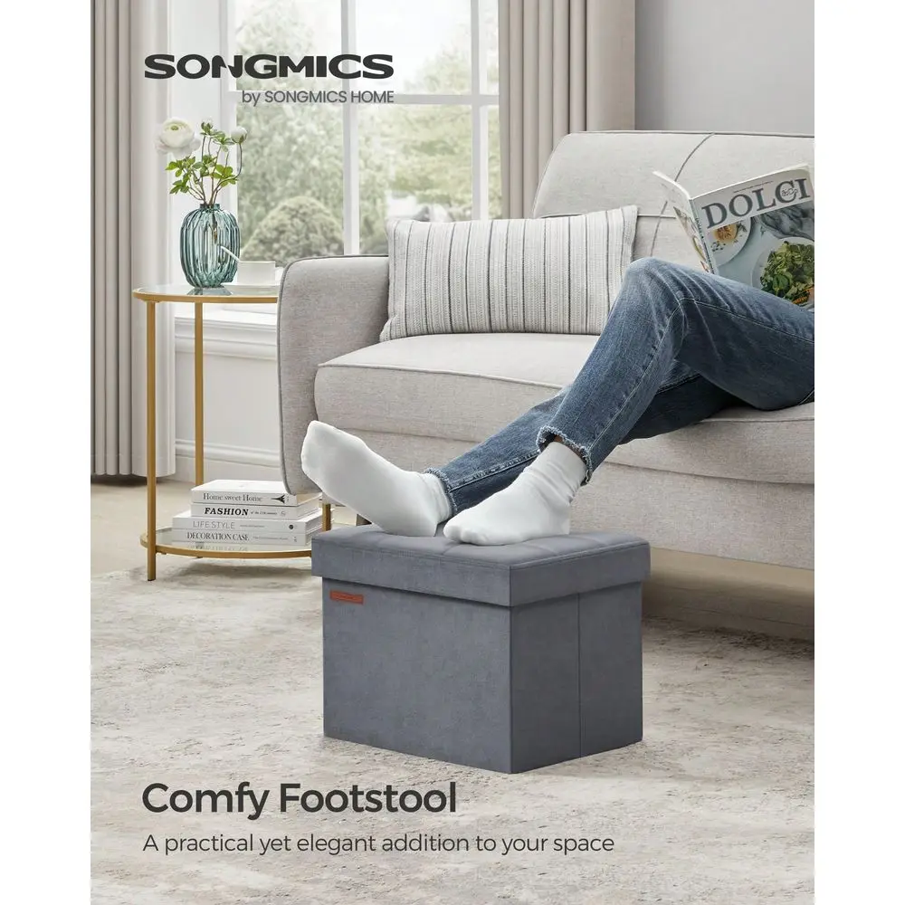 

Storage Ottoman, Foldable Small Ottoman Foot Rest, 12.2 X 16.1 Inches Foot Stool, Load Up To 286 Lb, For Living Room, Bedroom,