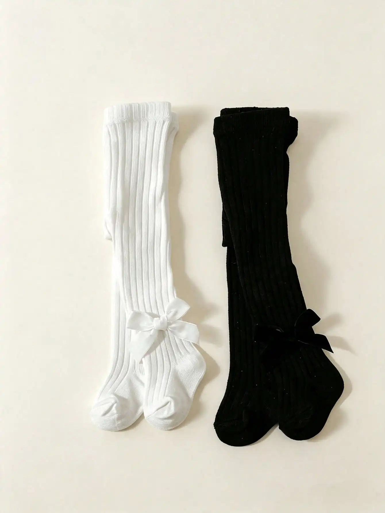 Pairs Girls' Solid Color Bow Decorated Nylon Tights, Comfortable for School Dancing Playing Daily Wear