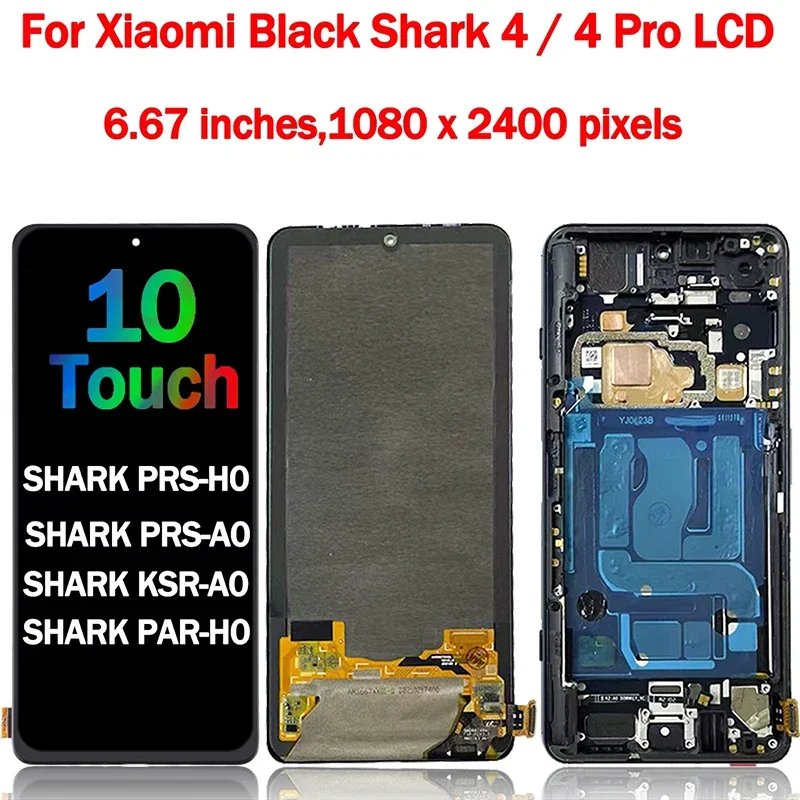 6.67“”New For Xiaomi Black Shark 4 Pro SHARK PAR-H0 Lcd Display Touch Screen for Black Shark 4 SHARK PRS-H0 LCD with Frame
