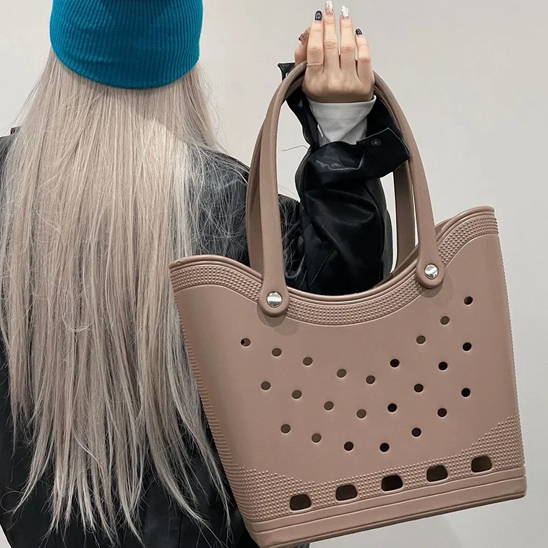 

EVA Rubber Beach Bag Waterproof Makeup Pouch Women Shopping Tote Bag Large Outdoor Picnic Basket Travel Organizer Home Accessory