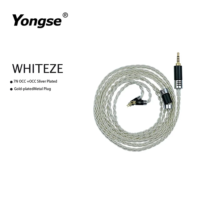 

Yongse Whiteze 8core Single Crystal Copper Plated With Silver Balance Headphone Upgrade Cable 0.78 MMCX 2.5/4.4 For IEM S12 Z12