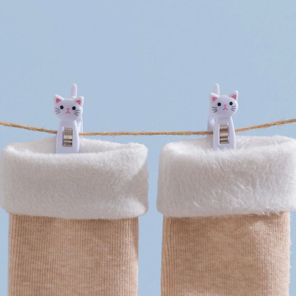 

12Pcs Cute Clips for Memo Stationery Cat Note Plastic Clips Multi-Functional Photo Clothes Snack Socks Pants Clip