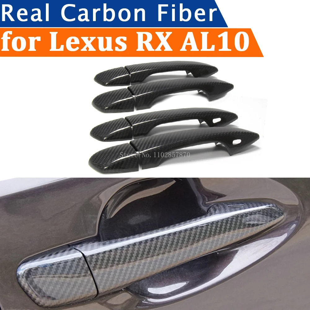 For Lexus RX AL10 2010-2015 Accessories Real Carbon Fiber Door Handle Cover Frame Sticker Exterior Trim Bodykit