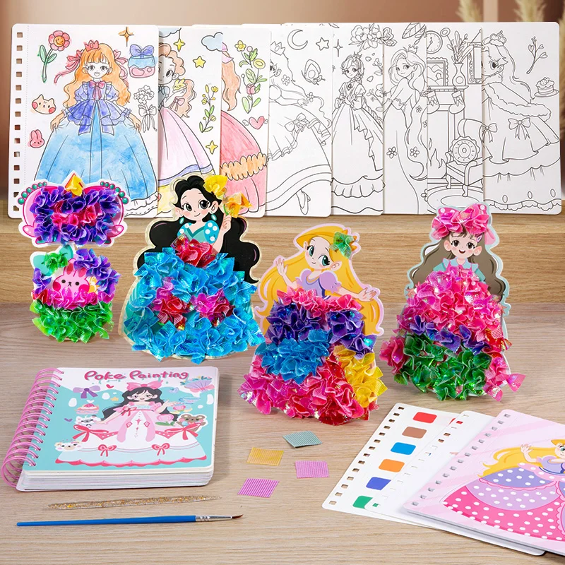 Children's Princess Dress Up Sticker Book Girl Fairy Tale Hand Poke Painting Sticker Drawing Book Educational Toys For Girls