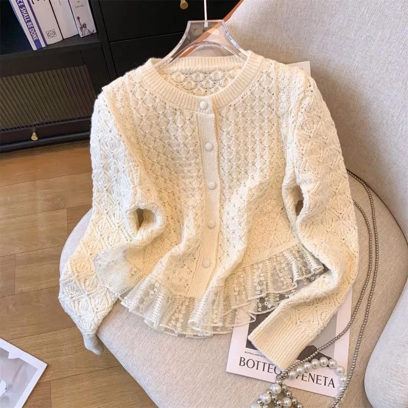 New 2025 Autumn Winter Unique Beautiful Leisure Ladies Sweater Coat Temperament Korean Version Women's Knitting Cardigan Sweater