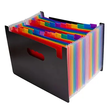 Carpeta de archivos expansible de acordeón arcoíris, papel de prueba de clasificación, hoja de documentos, suministros de oficina, bolsa organizadora de archivos A4, 24 capas