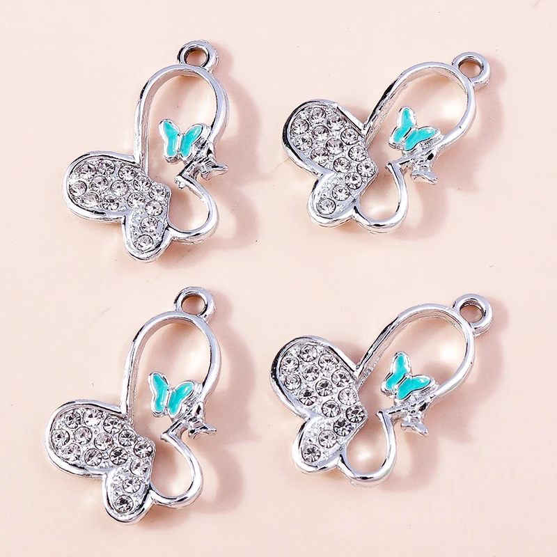 

20pcs 19x25mm Cute Crystal Metal Hollow Butterfly Charms Pendants for Jewelry Making Necklaces Earrings Bracelets DIY Craft Gift