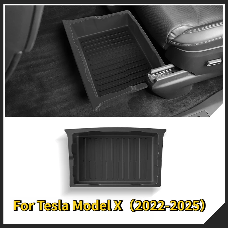 Caixa de Armazenamento Sob o Assento para Tesla Model X, Gaveta de Armazenamento Oculta em TPE, Acessórios Internos para Carro ModelX 2025