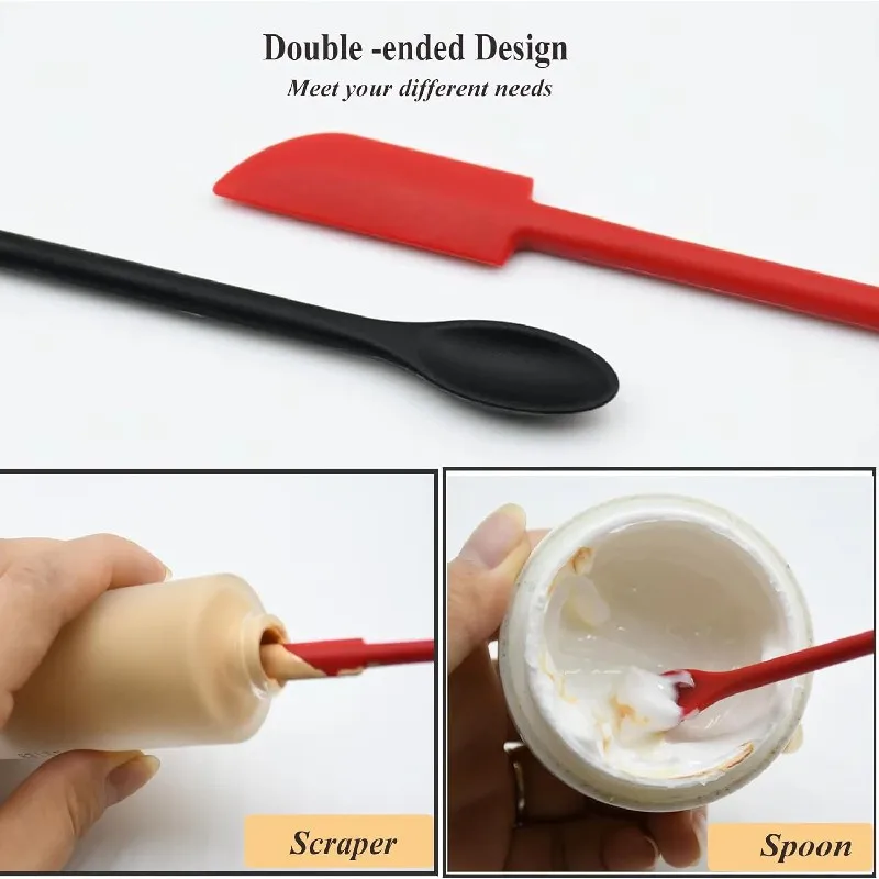 3pcs silicone cream spatula small makeup spatulas mini spatula tiny spoon spatula for kitchen glass jar bottle beauty cosmetic