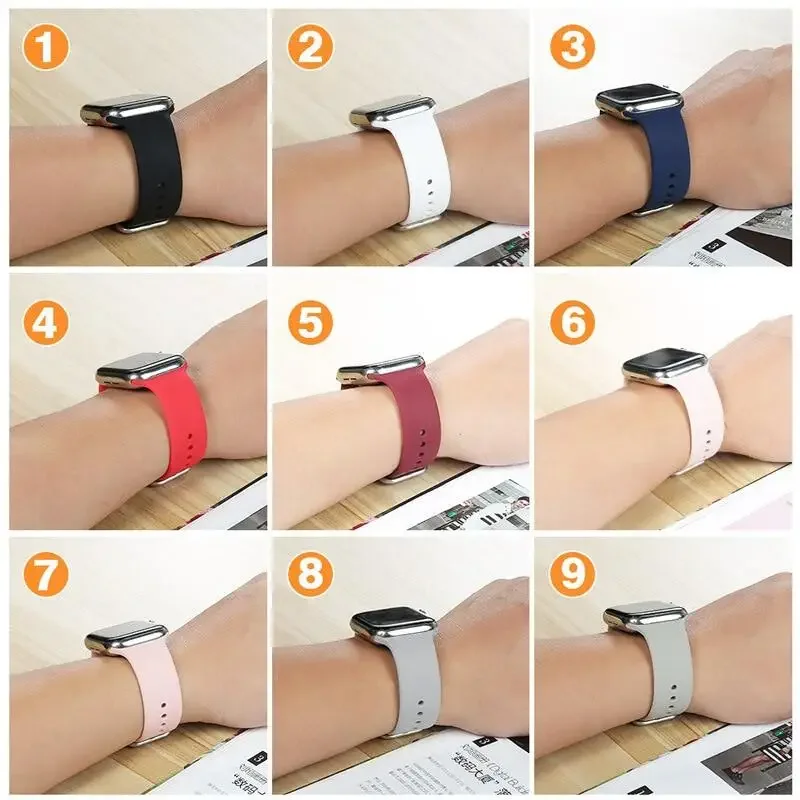 Soft Silicone Strap For Apple Watch Band 41mm 45mm 38mm 42mm 40 41mm Smart Watchband Bracelet For iWatch Series 9 8 7 6 5 4 3 Se