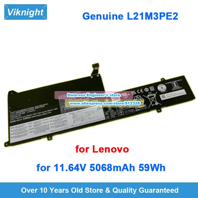 

Оригинальный аккумулятор L21M3PE2 L21L3PE2, 11,64 В, 5068 мАч, 59 Втч для Lenovo Flex 7 14IAU7 82VC IdeaPad Flex 7i 14IAU L21C3PE2 L21D3PE2
