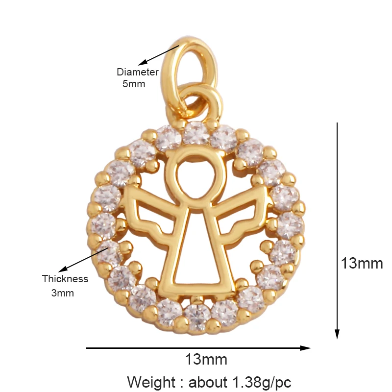 Guarden Angel Wings Goddess Amulet Medallion Zircon Charm Pendant,18K Gold Plated Necklace Jewelry Findings Supplies M76