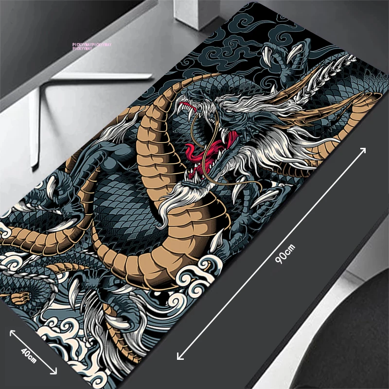 Large Gaming Mousepads White Dragon Mouse Pad Computer Mousepad Mouse Mat 90x40cm Desk Pads For PC Keyboard Mats Table Rug