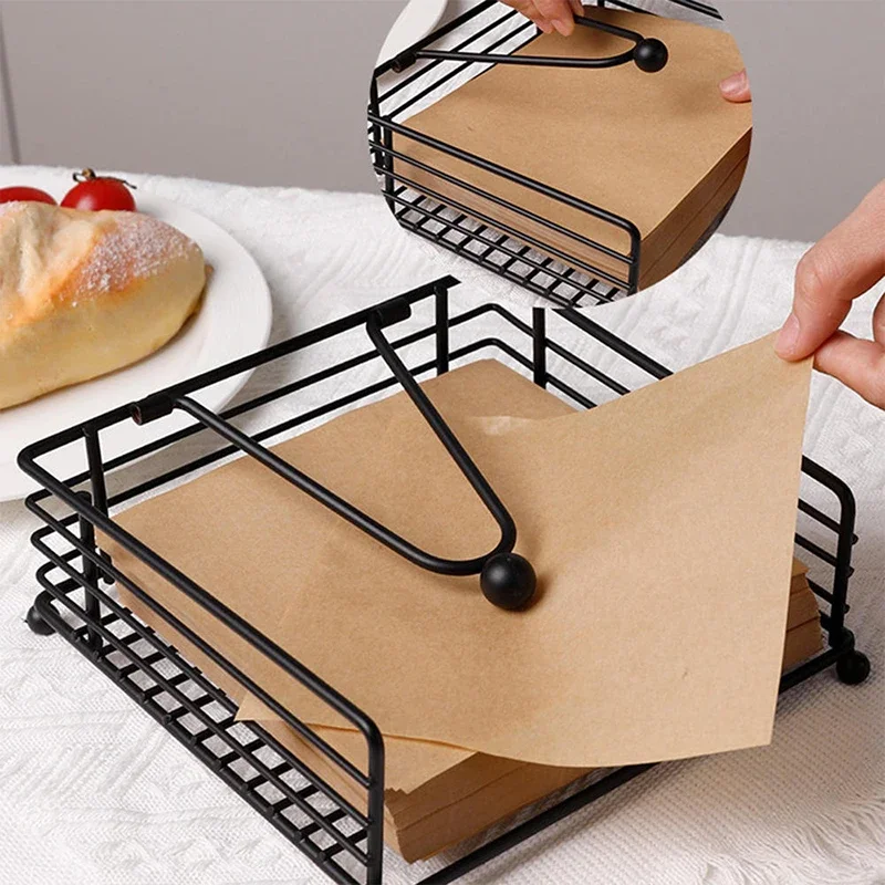 

Metal Napkin Holder Square Flat Tissue Organizer Desktop Paper Dispenser Napkin Rack for Restaurants Cocktail Cookouts Bar Decor