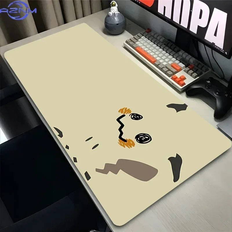 Dark Purple Background Moon Star Cute Yellow Cartoon Creatures Mouse Pad Rubber Non Slip Desk Mat for Gaming Computer Decor