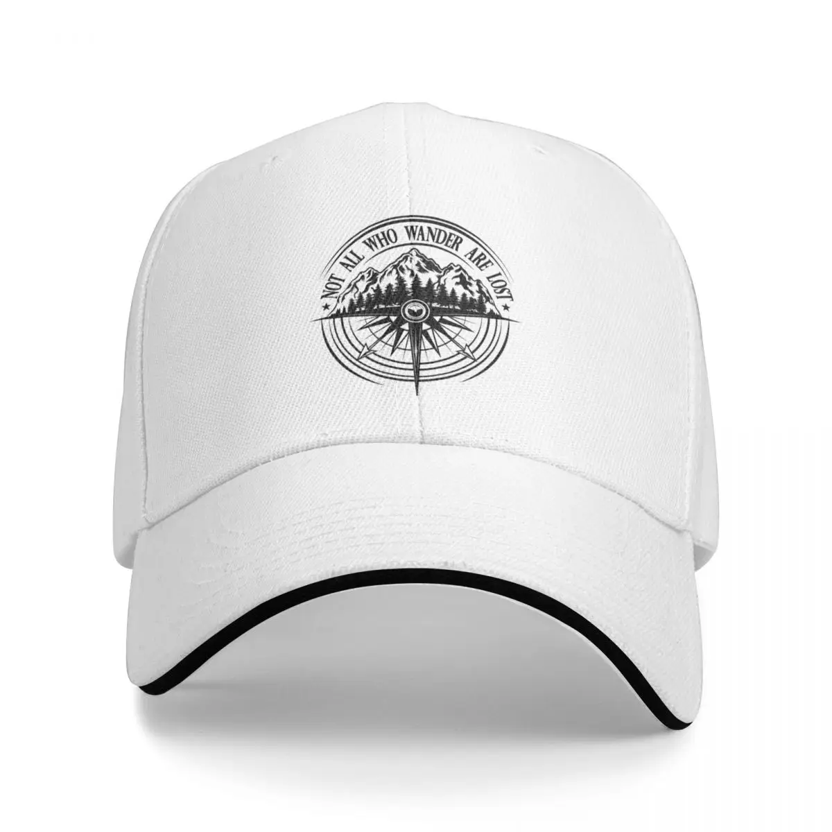 Not All Who Wander are Lost Compass and Mountain Baseball Cap Brand Man cap Rave For Girls Men's