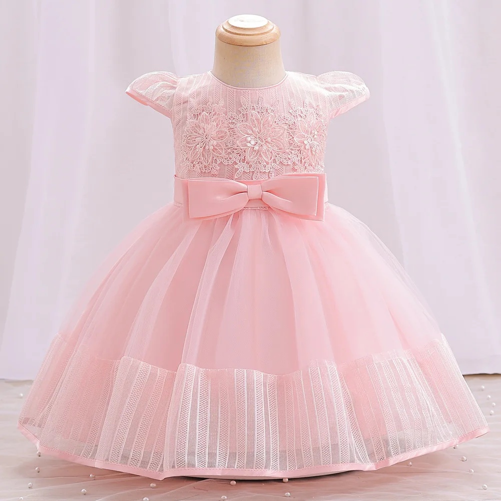 

0-3T Toddler Baby Girl Embroidered Tutu Ball Gown Red White Mesh Kids Lace Bridesmaid Dresses Newborn Christmas Party Wear