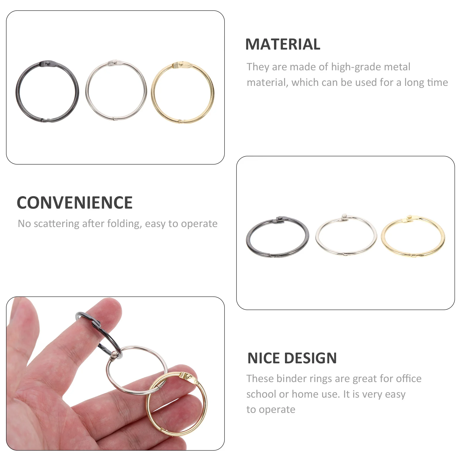 14 pçs folhas soltas anéis de pasta de metal 30mm anéis redondos para notebooks escritório escola organizador notebook pasta acessórios