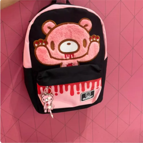 Imagen 2 del producto Mochila bonita de oso de dibujos animados para Mujer, mochila de gran capacidad con bloques de Color de felpa, Mochilas ligeras de viaje para estudiantes para Mujer 2025