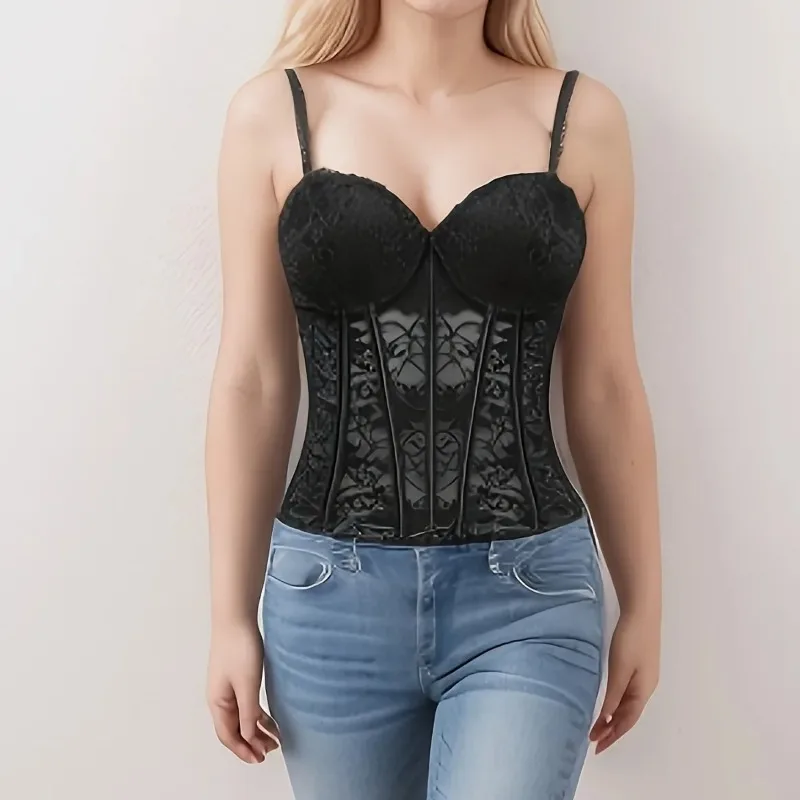 

Женский корсет, укороченные топы на шнуровке, черная сетка, дышащее бюстье, нижнее белье с бюстгальтером, жилет с лямкой на шее