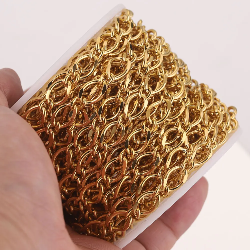 1Meter Width 7mm Stainless Steel Twisted Oval Cable Gold NK Chain Cuban Link for Hip Hop Jewelry Making  Metal Chains Bracelet