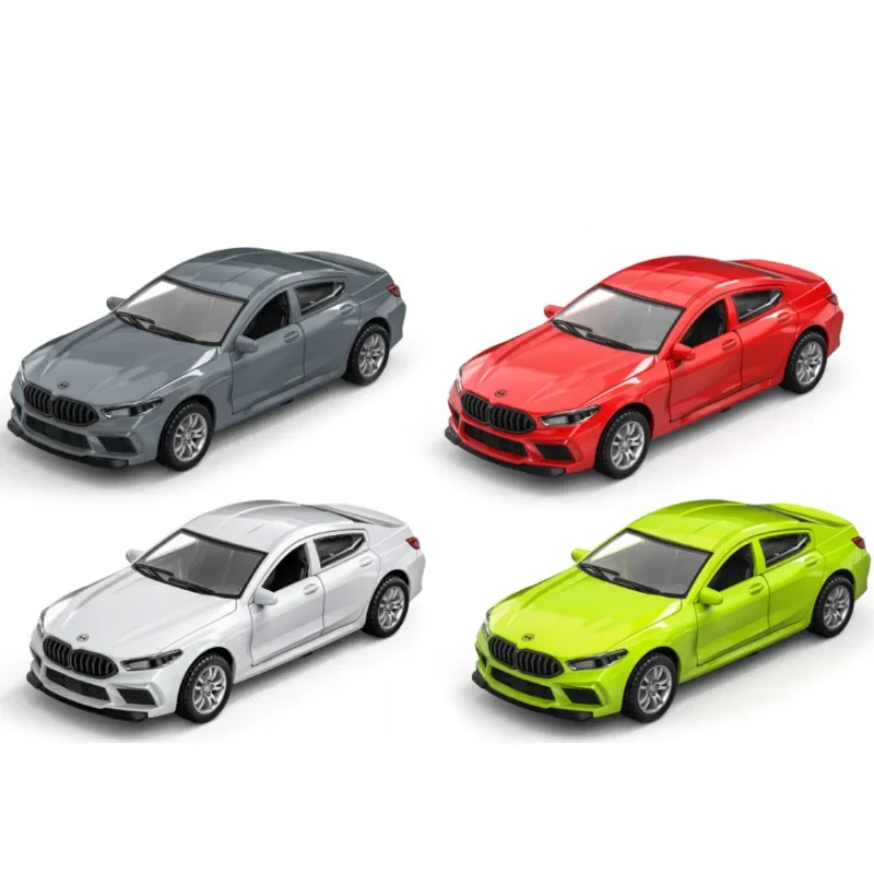 1:32 BMW M8 auto sportiva in lega auto diecast e veicoli giocattolo modello di auto con luce sonora tirare indietro modello per i regali dei bambini