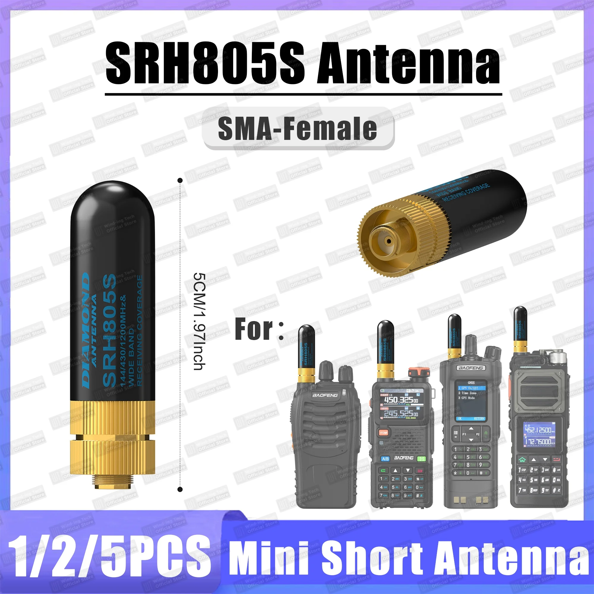 

1/2/5 шт. SRH805S мини-короткая антенна SMA-гнездо UV-5R мини двухдиапазонная антенна 144/430 МГц Tk11 (8) UV-5R DM-32 аксессуары для радио
