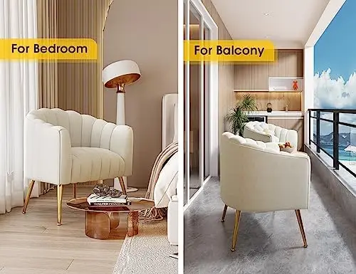 Oversized Pumpkin Velvet Barrel Chair, Modern Armchair for Living Room, Office, Beige