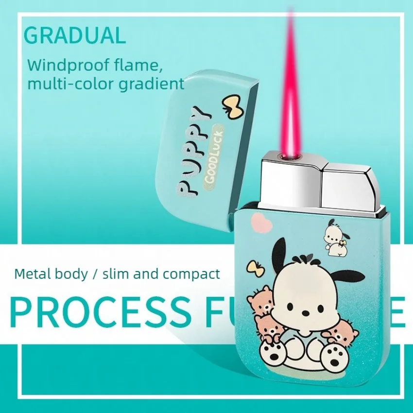 

Pochacco Anime Cartoon Turbo Lighter, Creative Kawaii Puppy Windproof Pink Flame Butane Gas Lighter, Festival Gift for KTV Bar